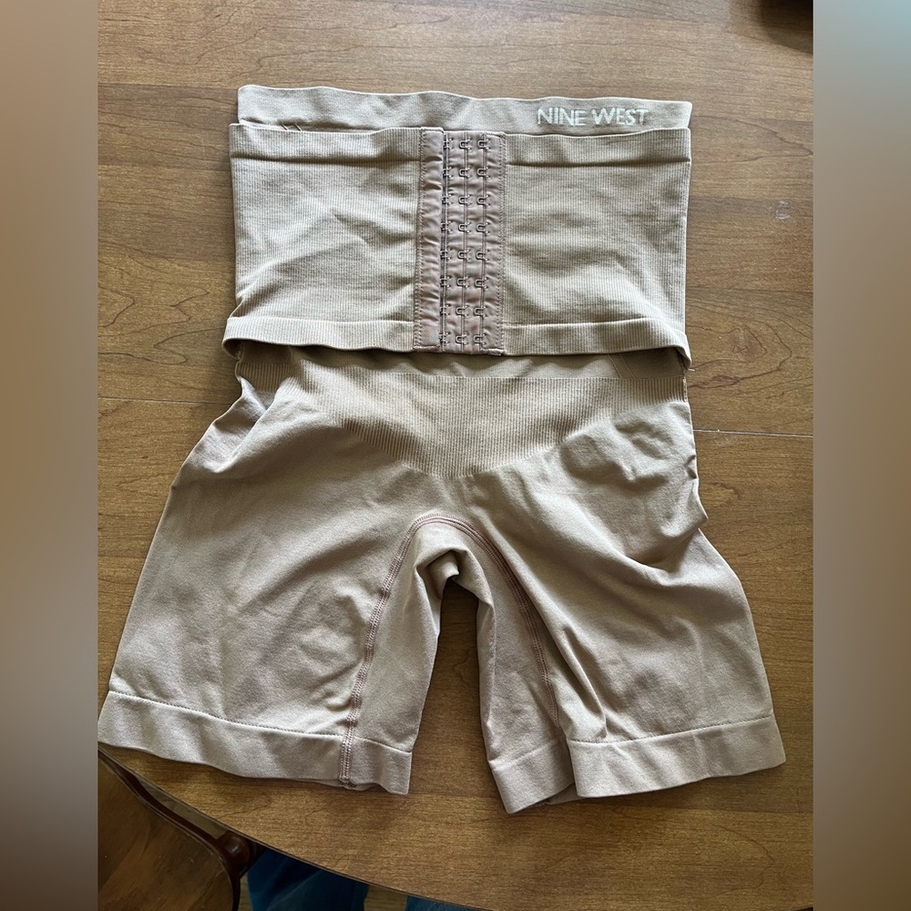 Nine West High-Waist Shaping Brief Firm Control Shorts in Nude